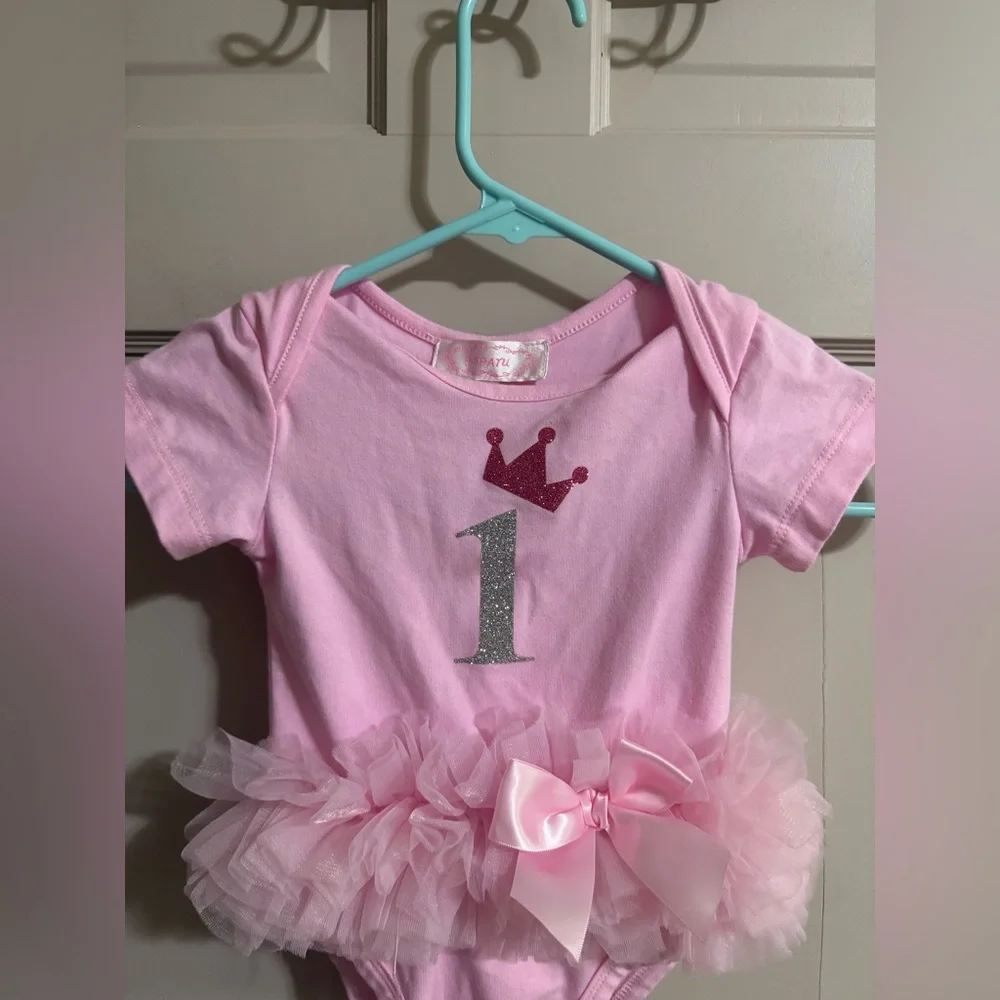 Girls First Birthday Ballerina Tutu Bodysuit Pink Size 18 Months